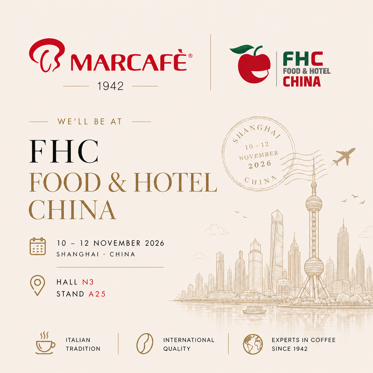 Marcaf&egrave; a FHC Food & Hotel China 2026, Shanghai